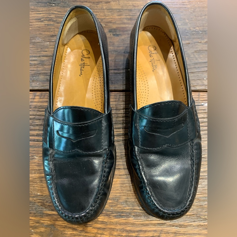 Men's Cole Haan Black Pinched Penny Loafer Leather Shoes